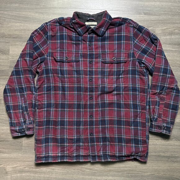 L.L. Bean Men's Fleece-Lined Flannel Shirt Jacket - Red Plaid - Picture 1 of 6